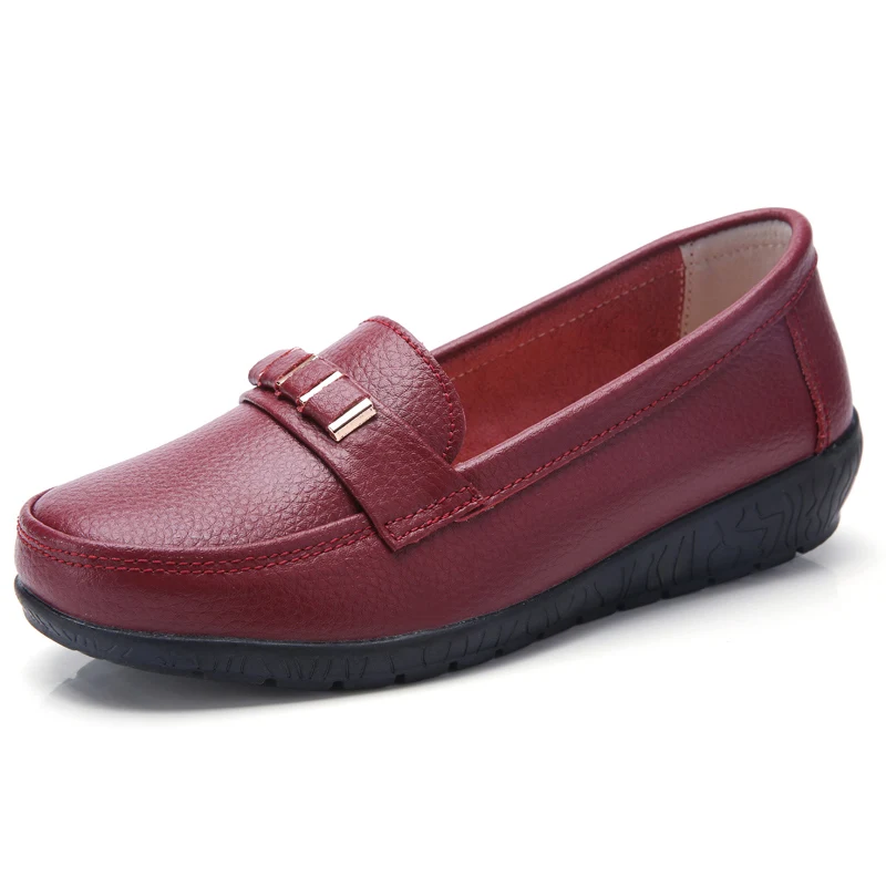 Wine Red ZIMNIE/Брендовые женские модные водонепроницаемые Мокасины Женская летняя повседневная обувь из спилка Женская обувь с круглым носком Большие размеры 35-44 - Цвет: Wine Red