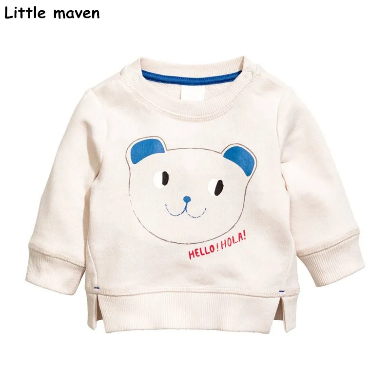 Little maven/детская брендовая детская одежда для девочек Новинка осени для девочек хлопковые длинные рукава с круглым вырезом Привет, медведь печати Футболка C0064