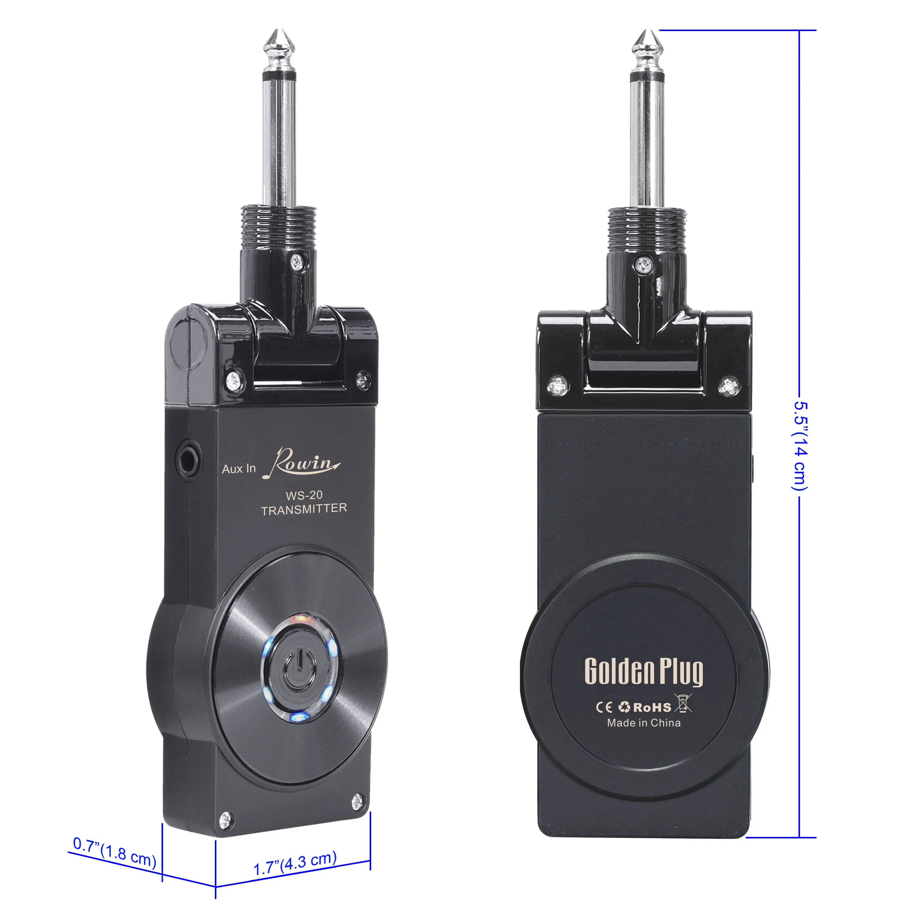 Rowin WS-20 2.4G Wireless Guitar System Rechargeable Lithium Battery Transmitter Receiver 30 Meters Transmission Range 4 Colors enlarge