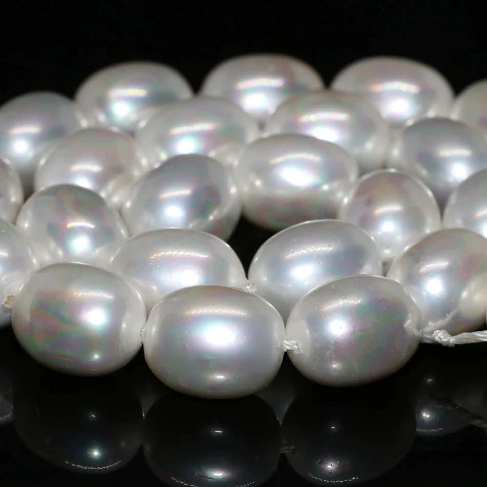 Новая мода Натуральный Белый Shell pearl Райс баррель 12*15 мм свободные шарики Оптовая