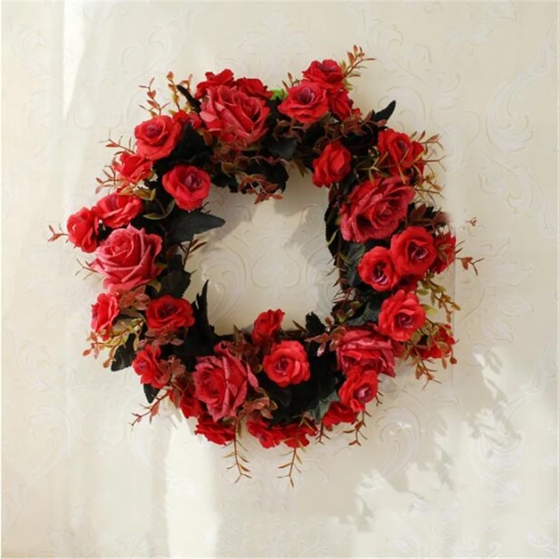 35 см Рождественский венок дверь украшение на стену роза искусственный цветок