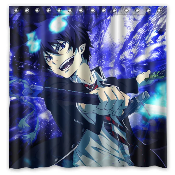 Водонепроницаемая занавеска для душа с крючками Ao no Exorcist водостойкая ванна
