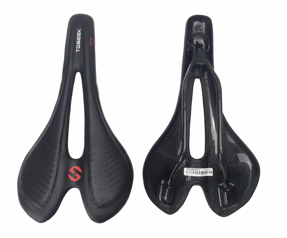 

TOSSEEK brand ultra-light full carbon fiber mountain road bicycle saddle wrapping PU leather with EVA cushion