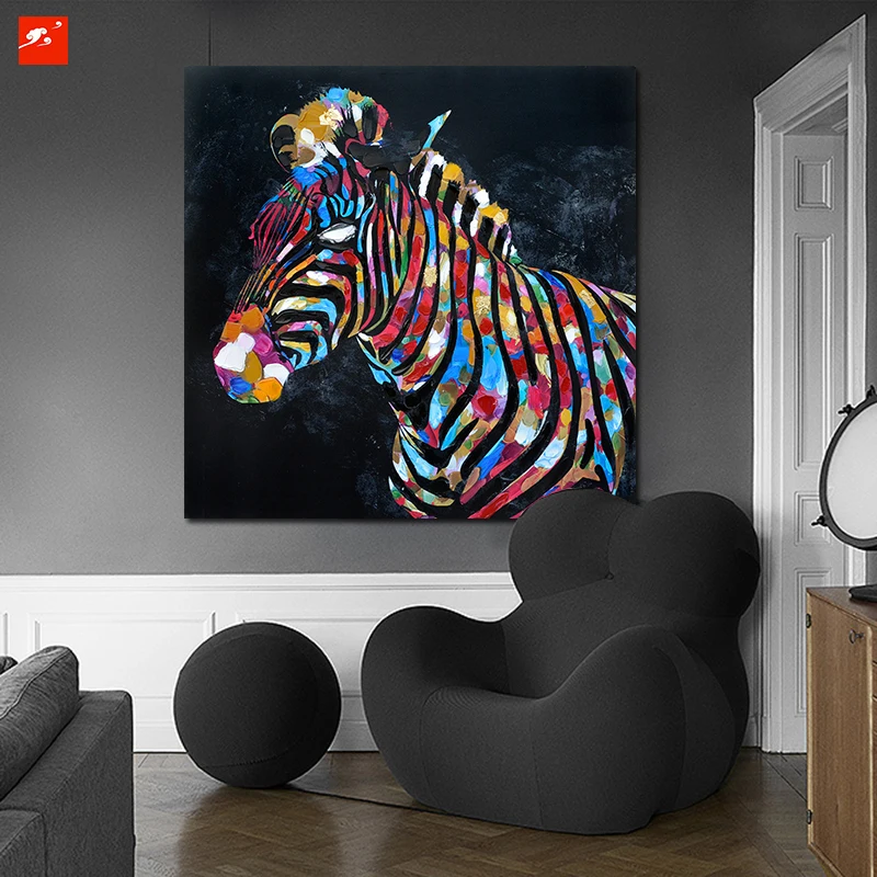 Скандинавские современные абстрактные поп Зебра Лошадь Холст Картина маслом на