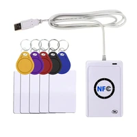 nfc reader usb acr122u contactless smart ic card and writer rfid copier copier duplicator 5pcs uid changeable tag card key fob