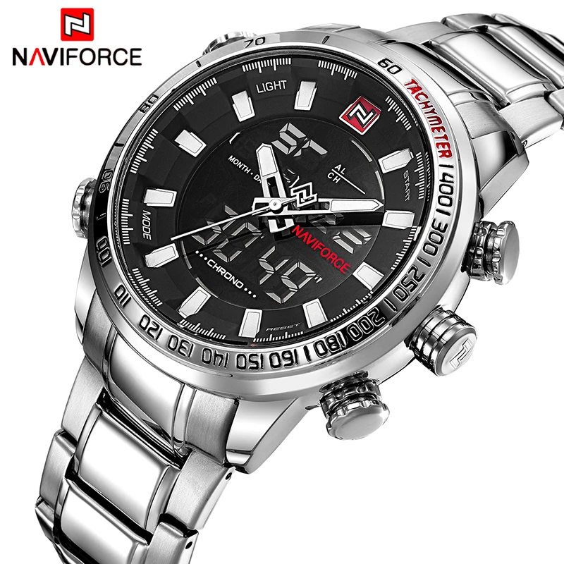 Часы NAVIFORCE мужские модные спортивные кварцевые аналоговые цифровые