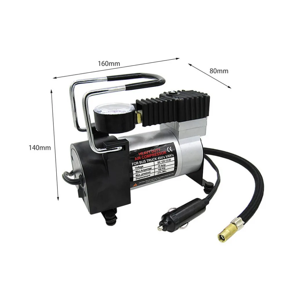 Супер Воздушный компрессор 100PSI шинный насос 120 Вт DC12V металлический