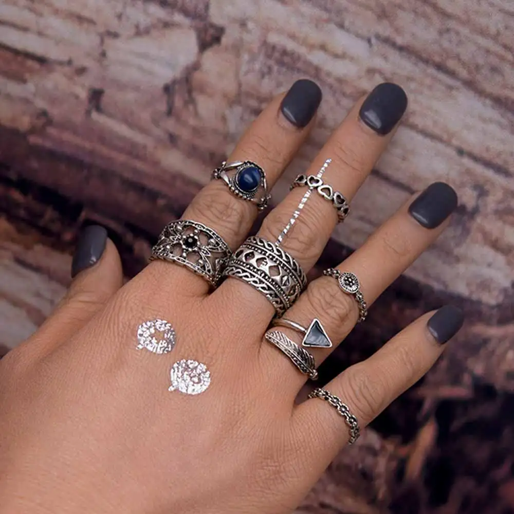 FAMSHIN 7 шт./компл. в стиле панк кольцо среднего размера наборы Ретро цвет кулак