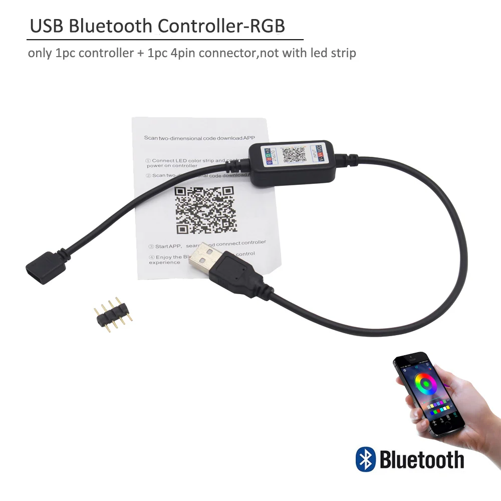 BT Controller Only Светодиодная лента USB Bluetooth 5 В Тира светодиодный RGB ленты SMD 5050 гибкая лента Ambilight ТВ свет Подсветка для телевизора компьютера смещения освещение RGB лента для компьютера - Испускаемый цвет: BT Controller Only