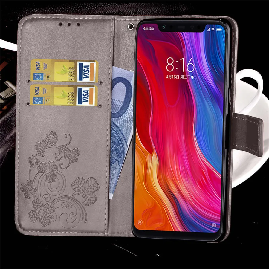 Чехол для xiaomi Mi 8 на mi8 SE чехол с цветочным рельефным узором Магнитный кошелек