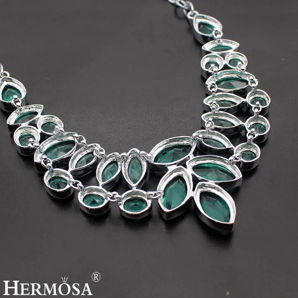 Женское ожерелье из серебра с зеленым орнаментом 22 дюйма|sterling silver necklace|925 sterling