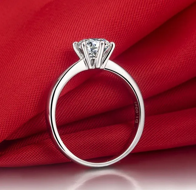 

Moissanite USA Brand 8.0mm Test Positive Prongs Setting 18K Gold Crown 2CT Moissanite Diamond Ring Engagement Fiancee Ring AU750