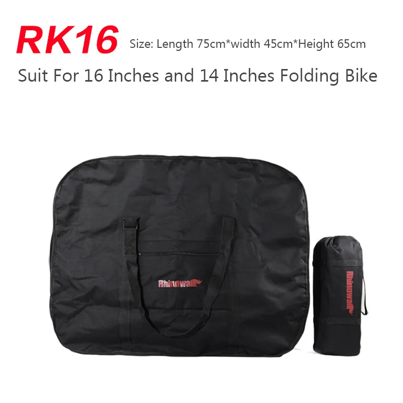 16 inches black Rhinowalk MTB велосипедная сумка для хранения транспорта, сумка для велоспорта, 20 дюймов, складная велосипедная сумка для переноски, переносная утолщенная дорожная сумка - Цвет: 16 inches black