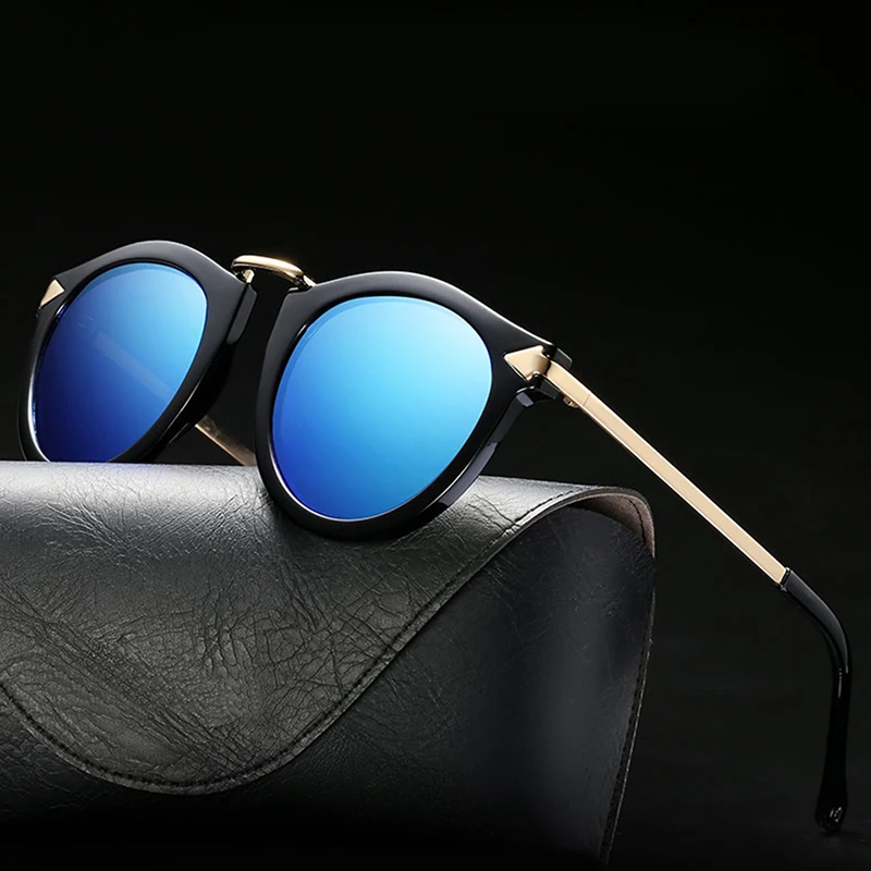 

Retro Round Men's Sunglasses Polarized Driving Coating Sun Glasses Mirror Polaroid Glasses Sports Driver Black Frame Eyewear