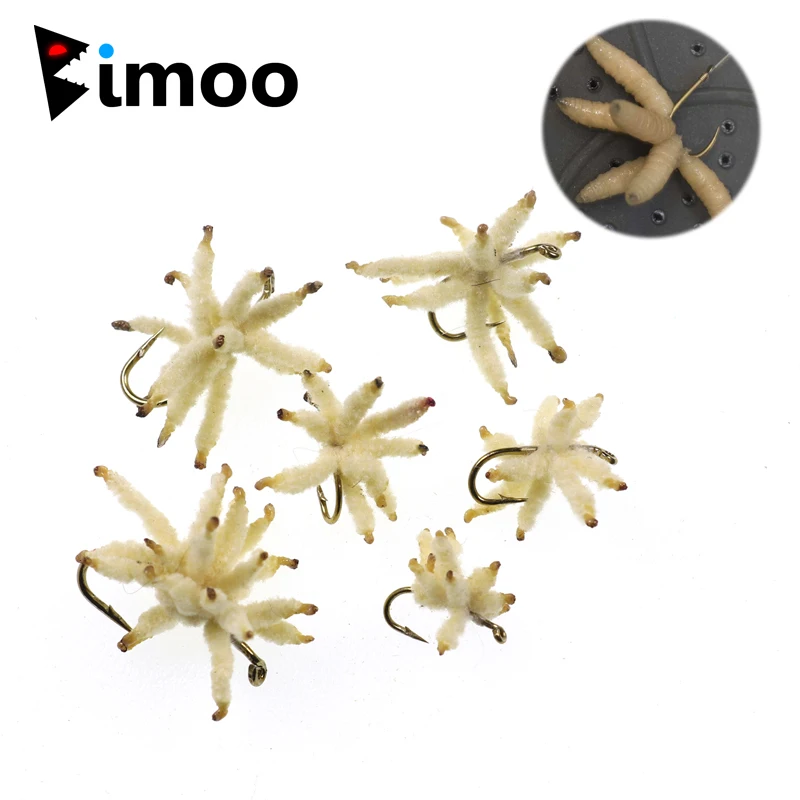 

Bimoo 6PCS Ultra Maggots Fly Maggot Cluster Fly for Trout Carp Perch Fishing Artificial Worm Insect Bait Size 10 12 14 16 18 20