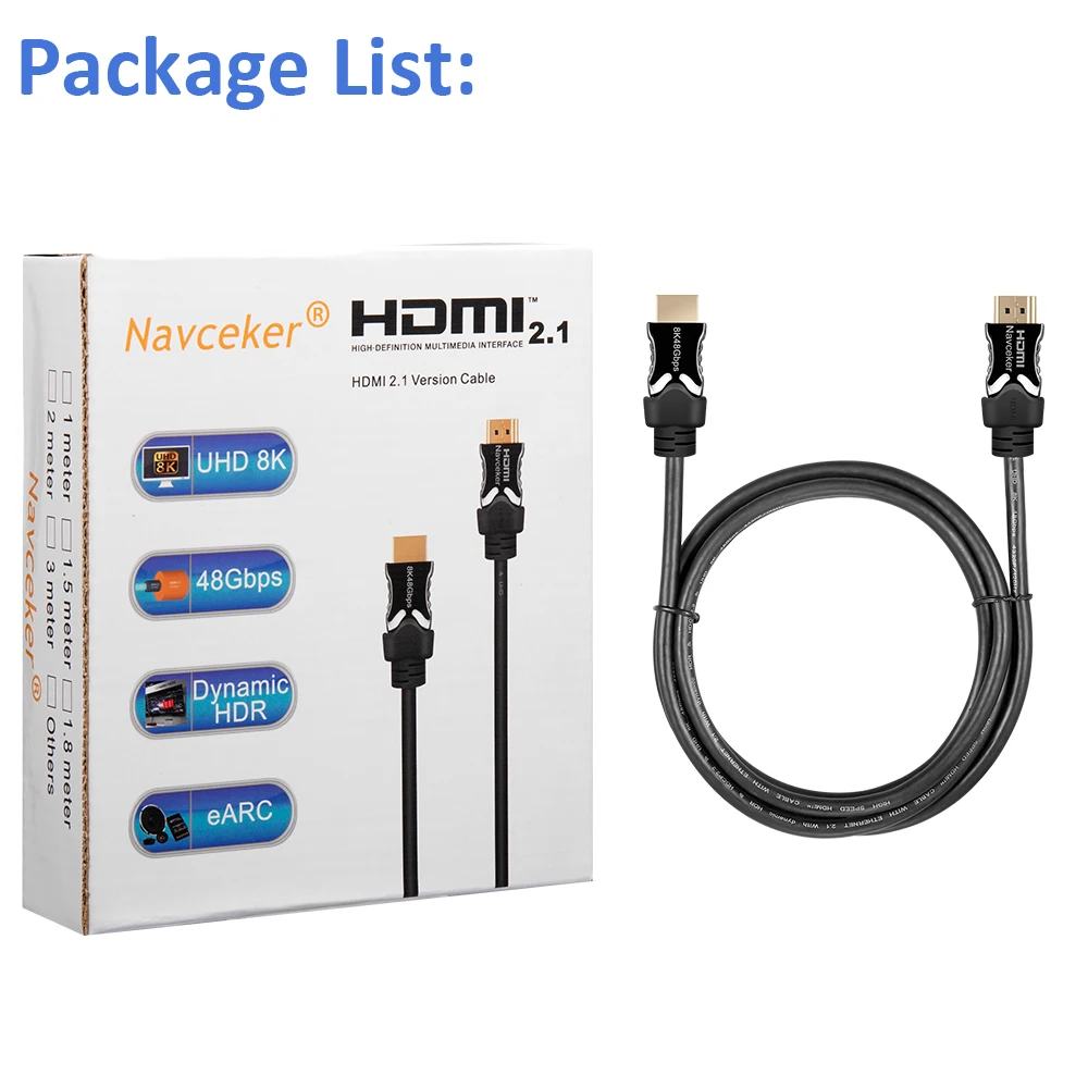 Лучшие 8K 48 Гбит/с 2,1 HDMI кабели 4K HDMI 2,1 кабель eARC Кабо HDMI 2,1 UHD динамический HDR HDMI 2,1 кабель для 8K samsung QLED tv