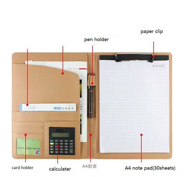 А4 Папка для файлов из искусственной кожи многофункциональный бизнес органайзер