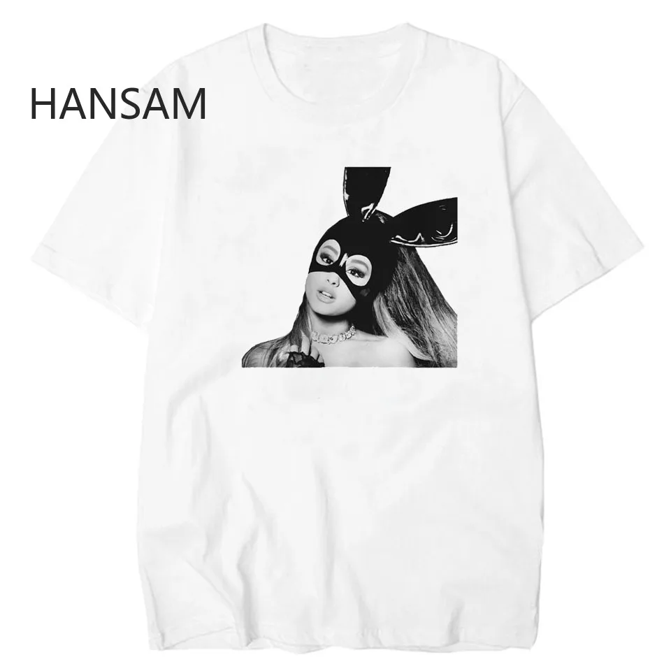 Женская футболка с круглым вырезом Ariana Grande белая в стиле Харадзюку Повседневная