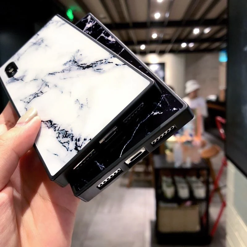 Москадо Квадратный дизайн для чехла iPhone 6 6s 7 8 Plus X Модный гранитный камень мраморной текстуры мягкий TPU кейс на