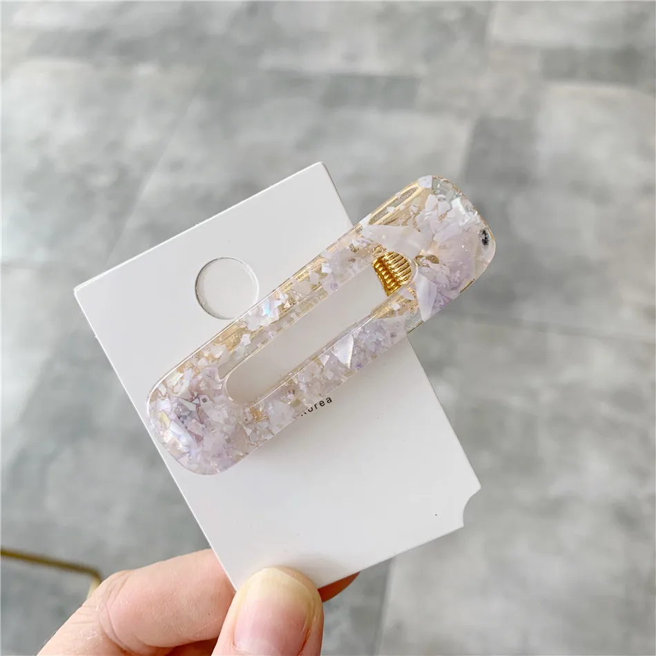 Square LightGray Новинка, женские шпильки, акриловые полые, прямоугольные, капля воды, заколки для волос, геометрические, жестяная фольга, блестки для волос, шпильки, ювелирные Заколки - Окраска металла: Square LightGray
