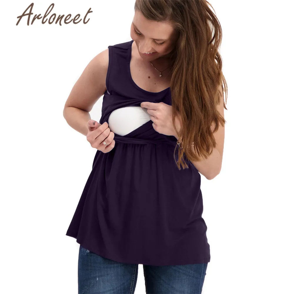 ARLONEET/женская одежда Топы для беременных Хлопковая мягкая Однотонная футболка