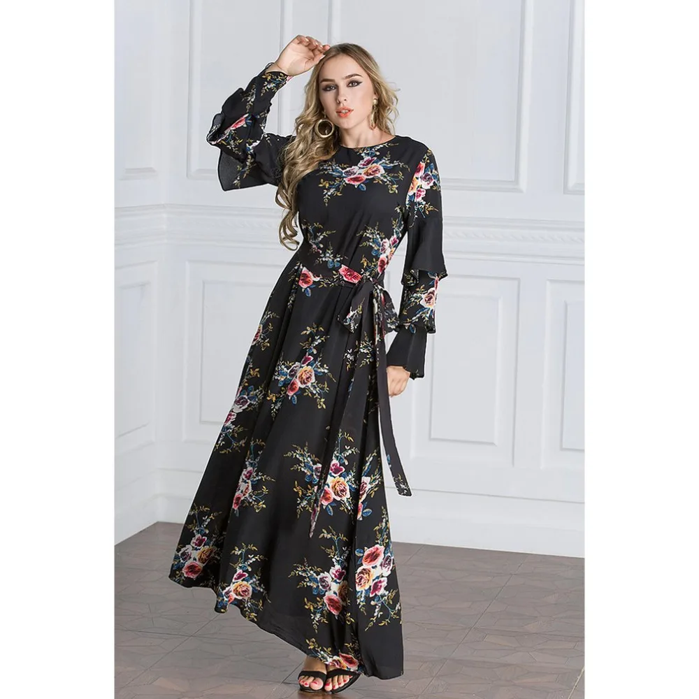 Muslim Dress Chiffon Abaya Dubai Adult Jurken Soft Kaftan 3 Color Women Dresses Ramadan Arab Elegant Islamic 2018 New | Тематическая