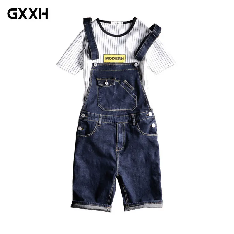 

2019 New Male Denim Jumpsuit Short Blue Denim Overalls Men Shorts Suspender jean shorts Bermuda Masculina Size S-XXL 3XL 4XL 5XL