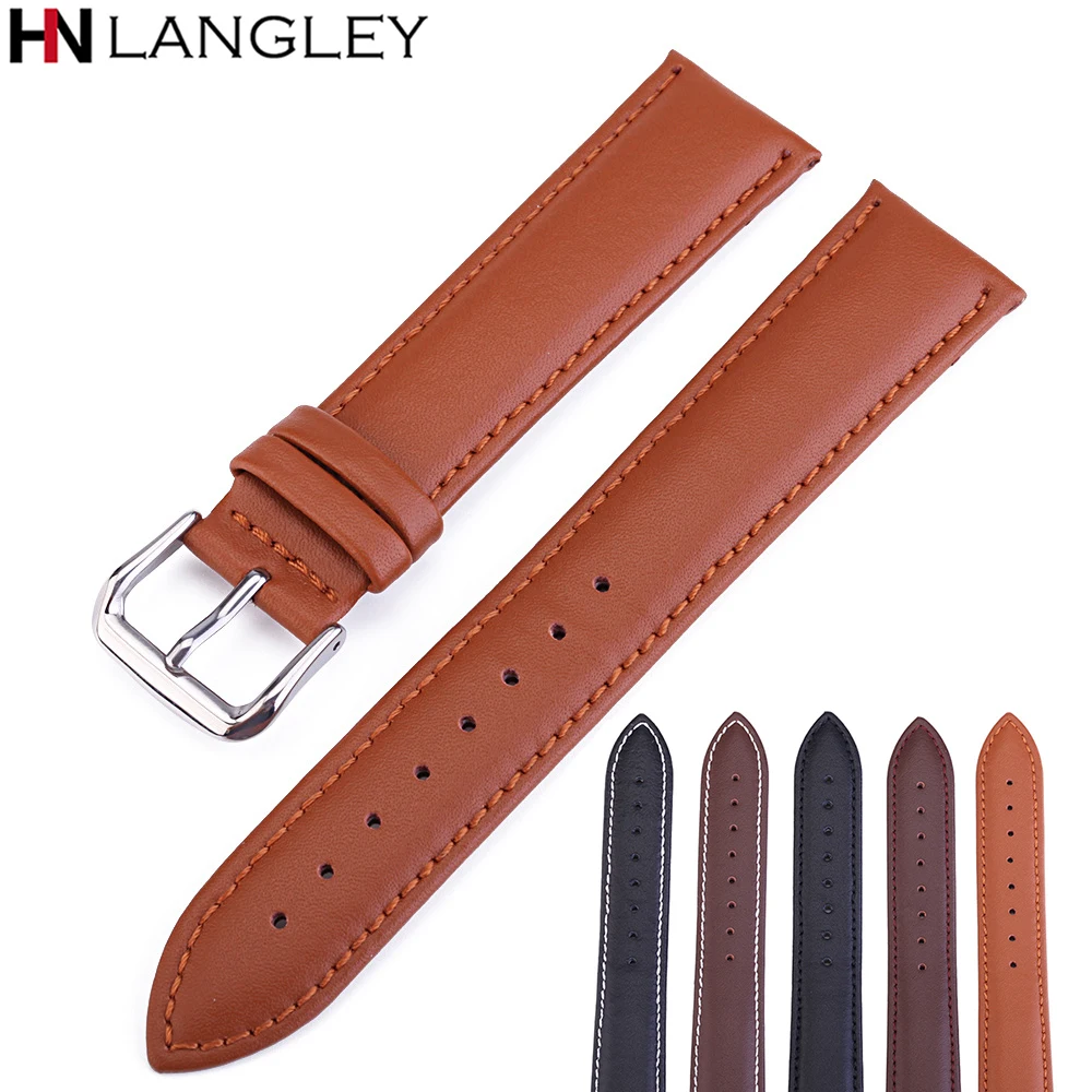 Smooth Genuine Leather Watch Bands Full Size Men Women Replacement Straps 12/14/16/18/20/22/24 mm Width Watchband | Наручные часы