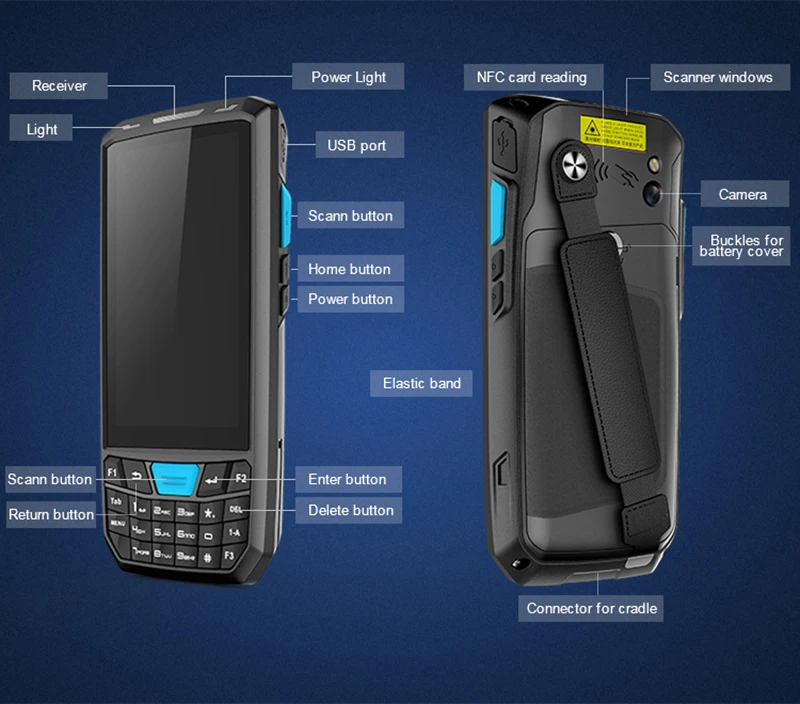 4G Портативный КПК android 7,0 POS терминал сенсорный экран NFC считыватель Беспроводной Wi-Fi и bluetooth-адаптер gps 2D сканер штрих-кодов