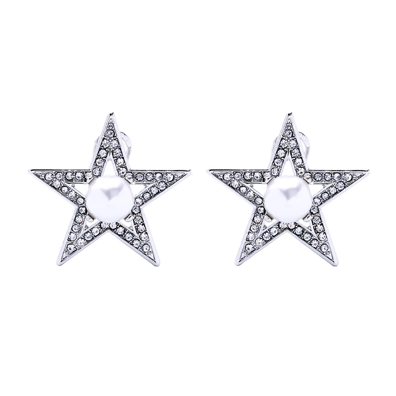Ослепительная Кристалл Имитация Жемчуга пентаграмма Серьги партии Уникальный