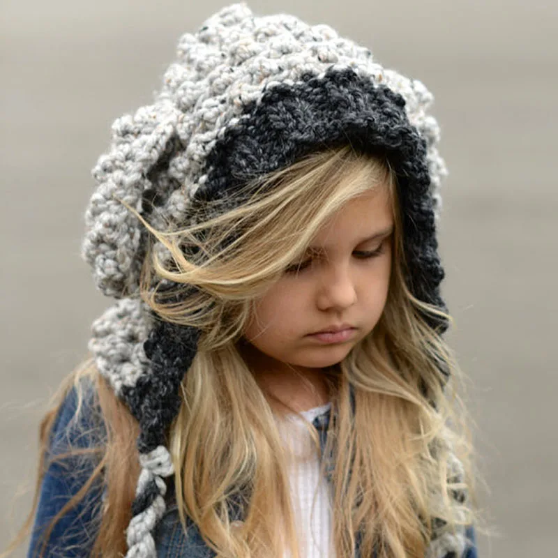 Вязаная крючком Детская зимняя шапка из ягненка ручной работы Толстая теплая