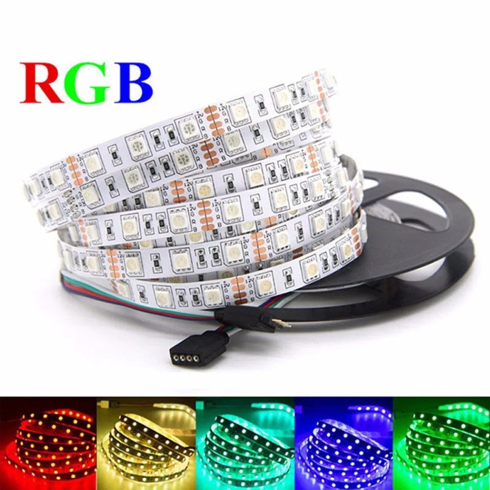 

5M RGB LED Strip Light 12V 2835 5050 5630 Warm White RGB 300led SMD Ribbon For Ceiling Counter Cabinet Light Non-waterproof