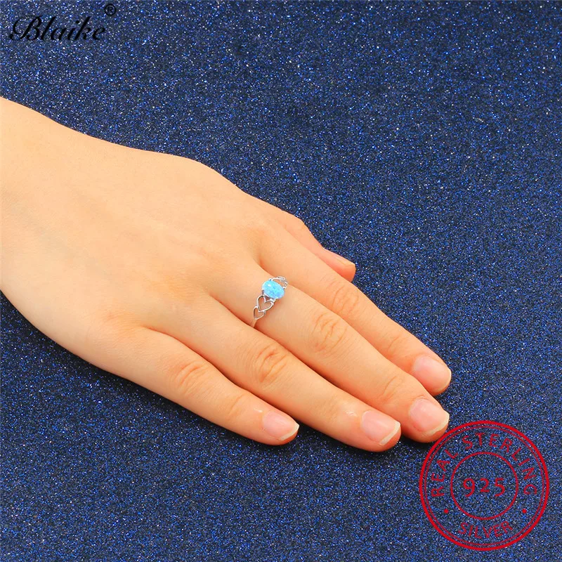 Blaike шик овальный опал сердце ювелирные изделия из драгоценных металлов 100%