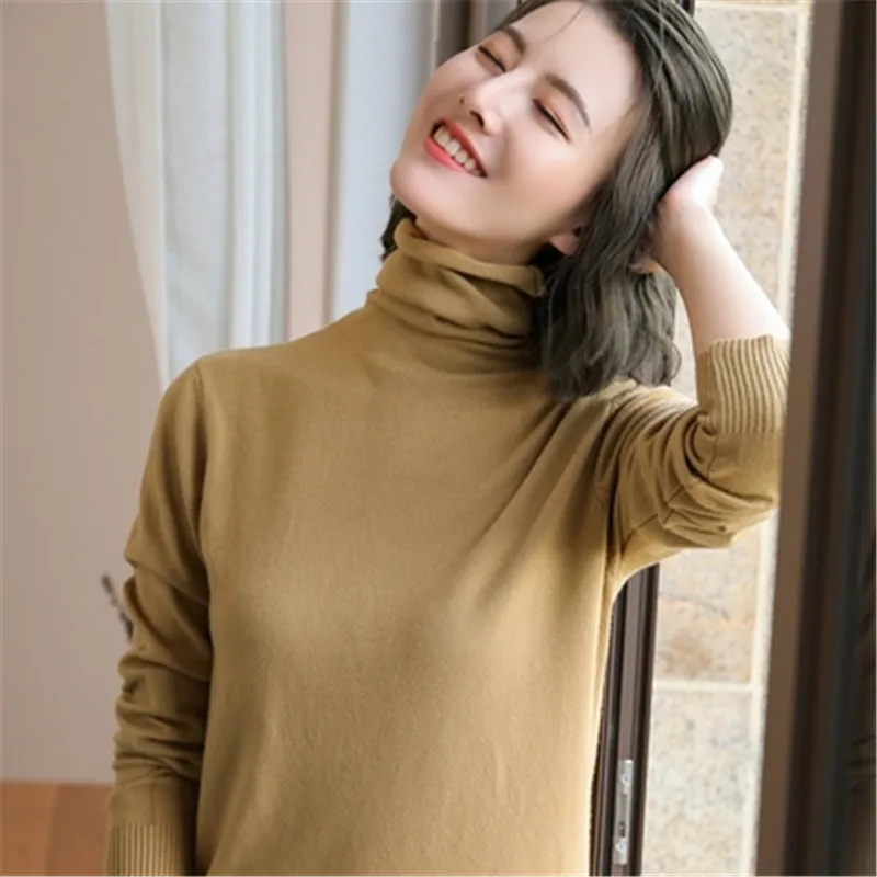 LUOSHA Women Autumn Winter Warm Turtleneck Pullover And Sweater Female Solid Slim Jumper Knitted Bottom Top Pull Femme | Женская одежда