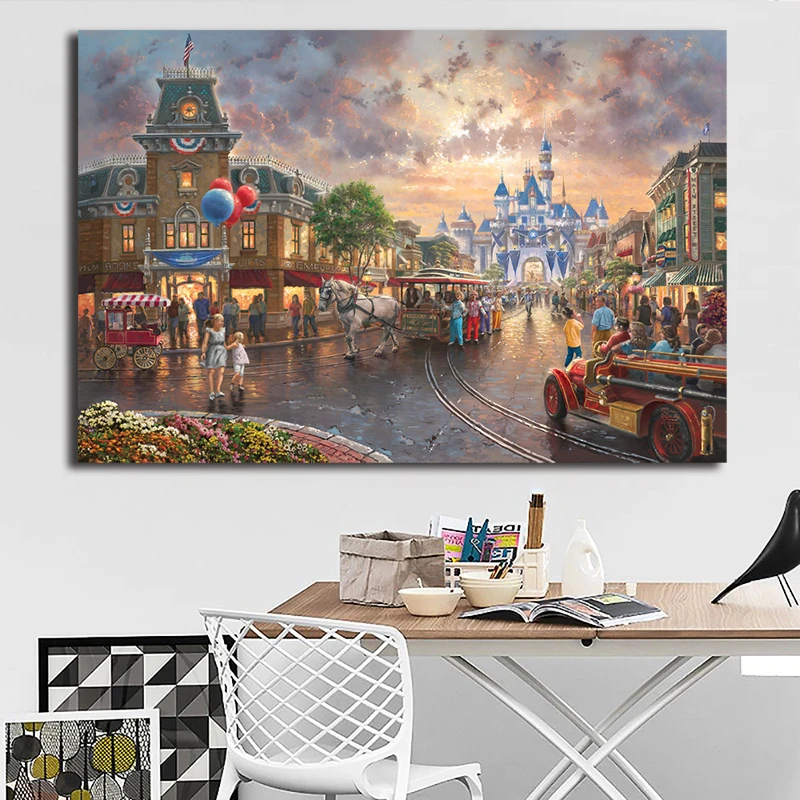 Плакат с изображением нового дня в замке мечты картина маслом печать на холсте