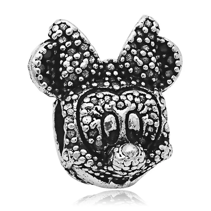 minnie Европейский Серебряный браслет в виде единорога Микки Минни Дональда Дака из бисера, очаровательный браслет Pandora, ювелирные изделия для женщин - Цвет: minnie