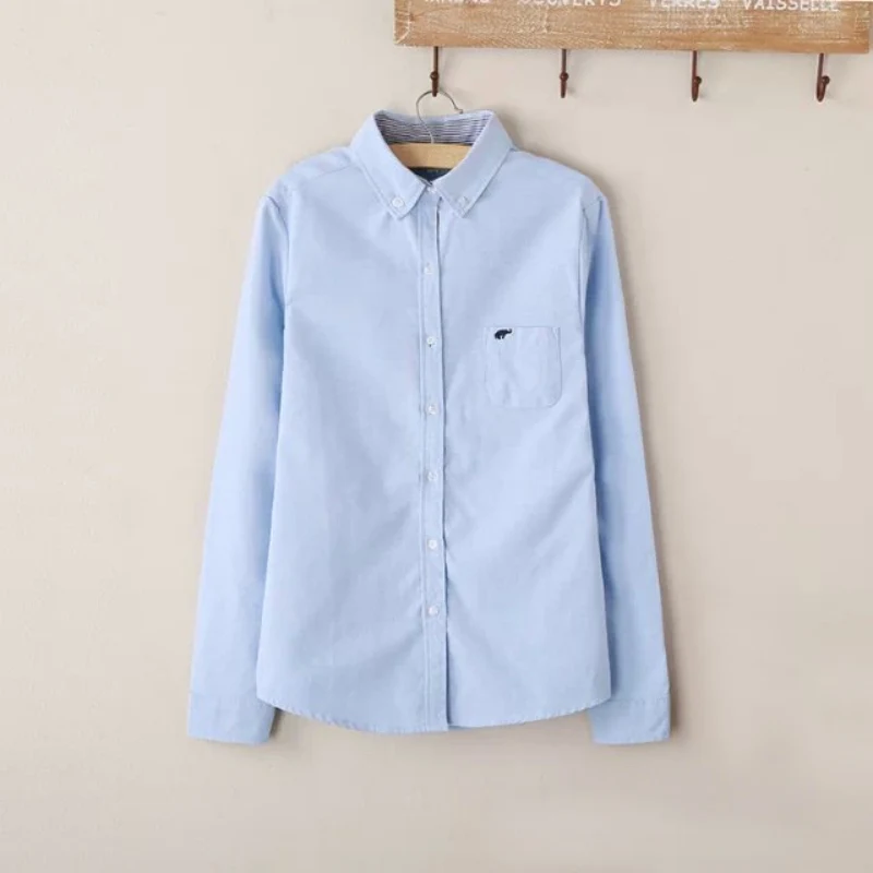 Женская блузка с длинным рукавом Повседневная Облегающая джинсовая рубашка из