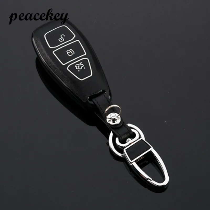 Black Peacekey ABS материал продукты Автомобильный ключ чехол для Ford Mondeo 3 кнопки умный ключ с кожаной кнопкой без логотипа - Название цвета: Black