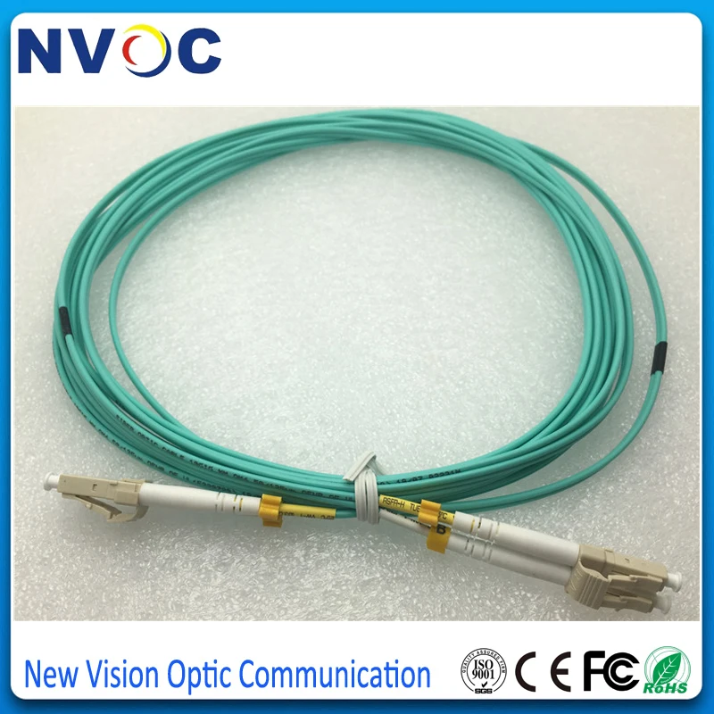 15 шт./лот LC/Φ/UPC OM4 5M Multimode 2 мм PVC дуплексный волоконно оптический джампер шнур для
