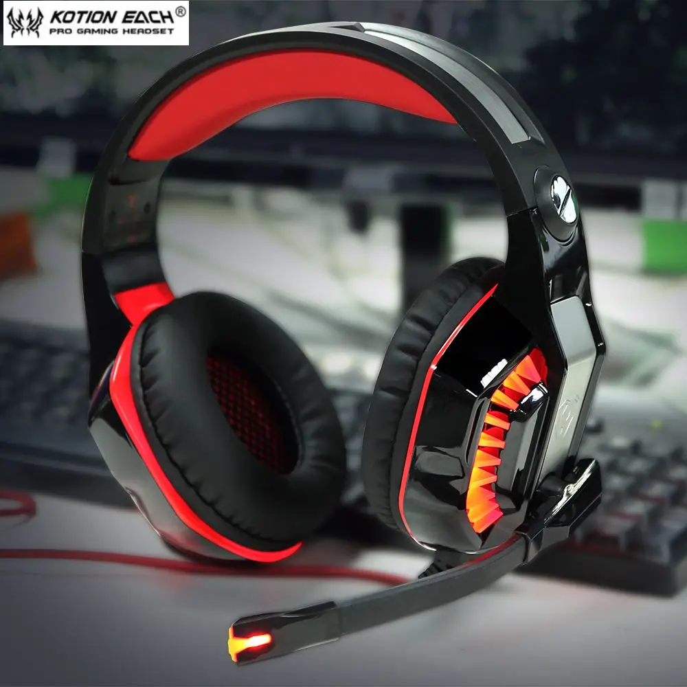 KOTION каждый G2000 игровая стереогарнитура 2 м кабель светодио дный свет Over-Ear Super Heavy