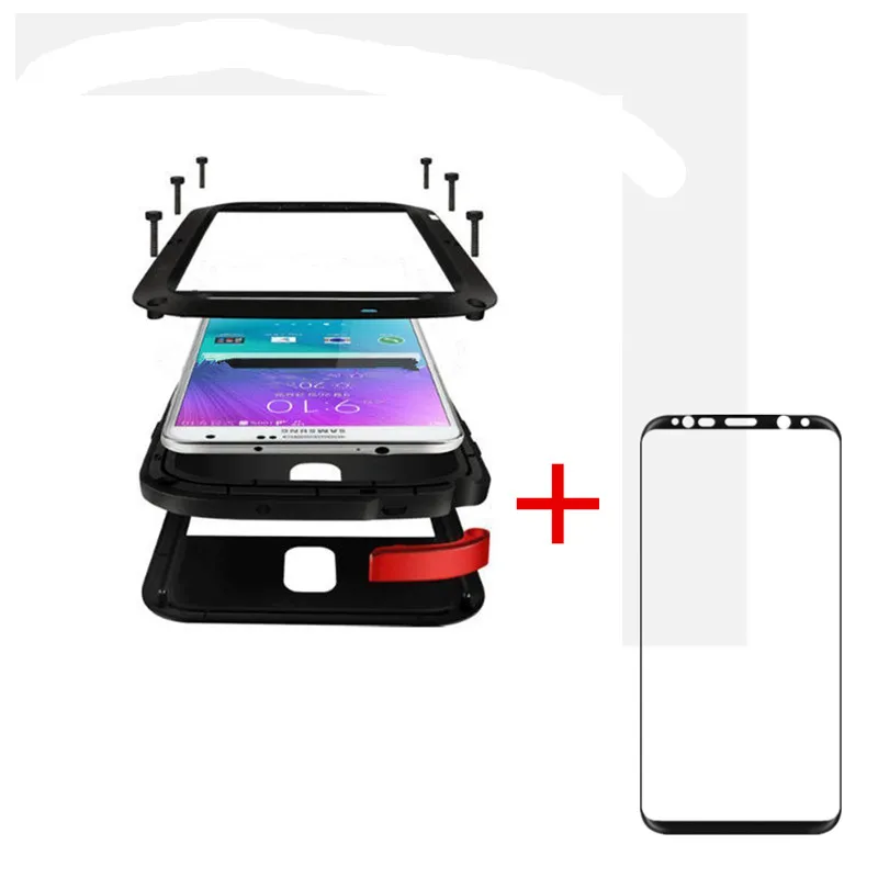 Heavy Duty Защита Броня противоударный алюминиевый чехол + экрана для samsung Galaxy S6 S6edge S7