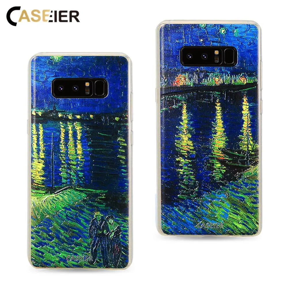 CASEIER Night Case For Samsung S6 S7 Edge S8 Plus Soft Silicone Emboss Cover Note 8 Funda Capinha |