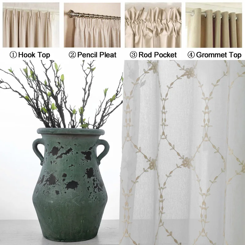 Корейские льняные занавески зеленого/кофейного цвета с вышивкой для гостиной