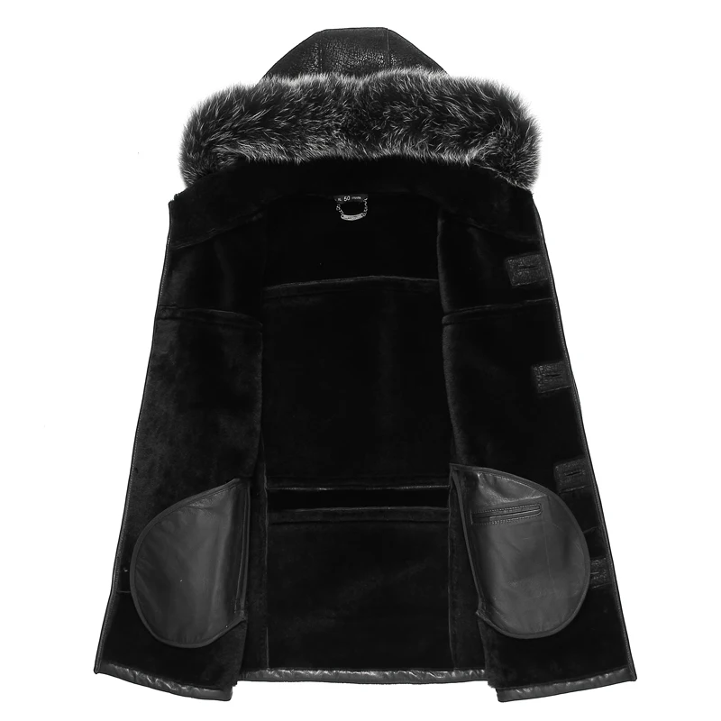 Высококачественная зимняя мужская шерсть шуба с натуральным лисьим меховым
