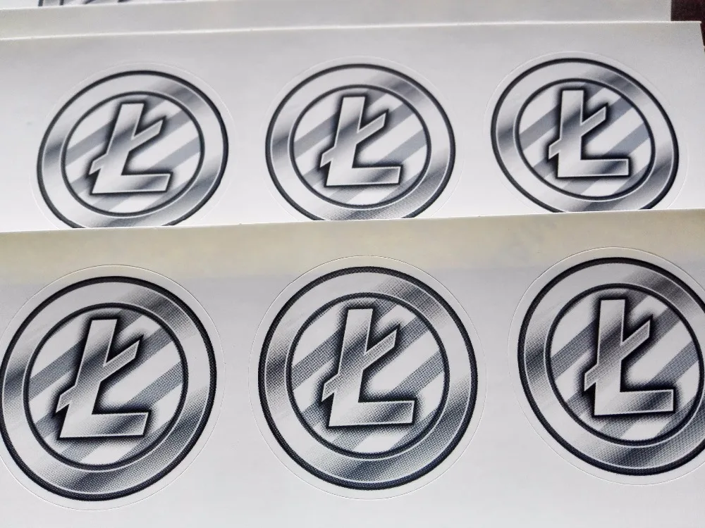 180pcs/lot  4x4cm LITECOIN logo Self-adhesive paper label sticker with gloss lamination, Item No.FS12