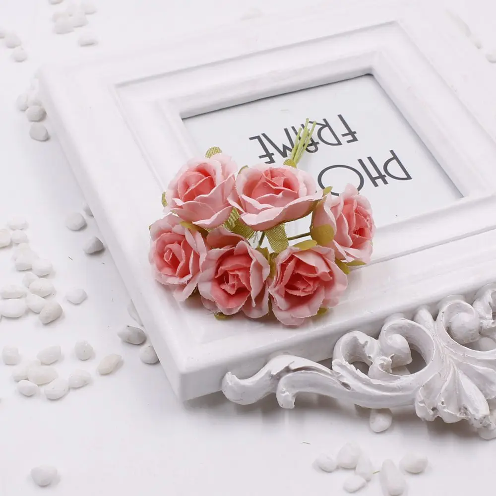 Новинка 6 шт./лот 2 см Шелковая градиентная Мини роза искусственный цветочный