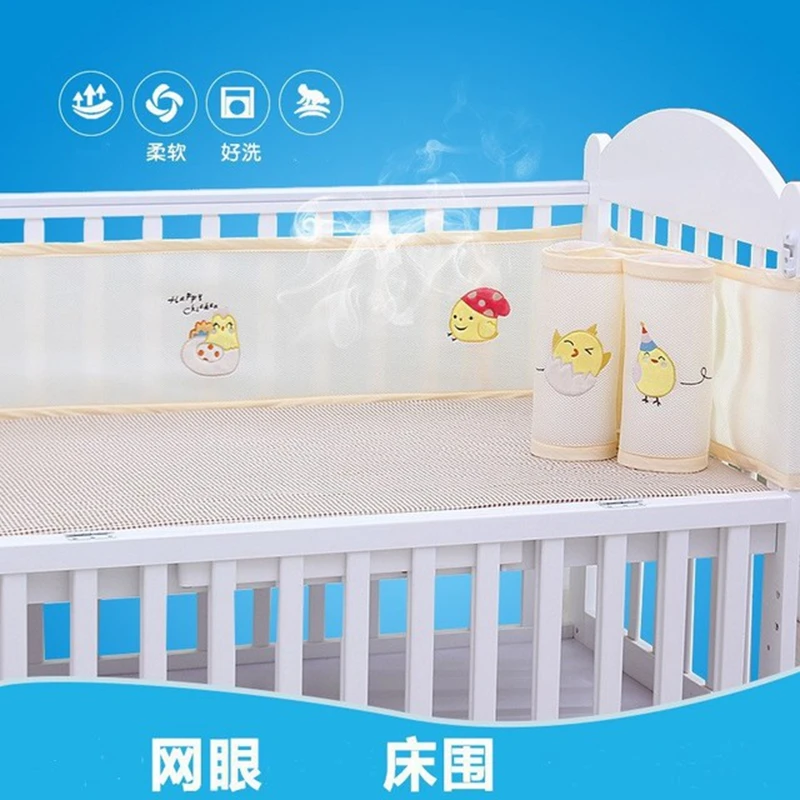 

2pcs/set Breathable Summer Baby Bedding Bumper Cartoon Printing Mesh Safety Rails Cot Bumper Protector Baby Room Decor ZT18