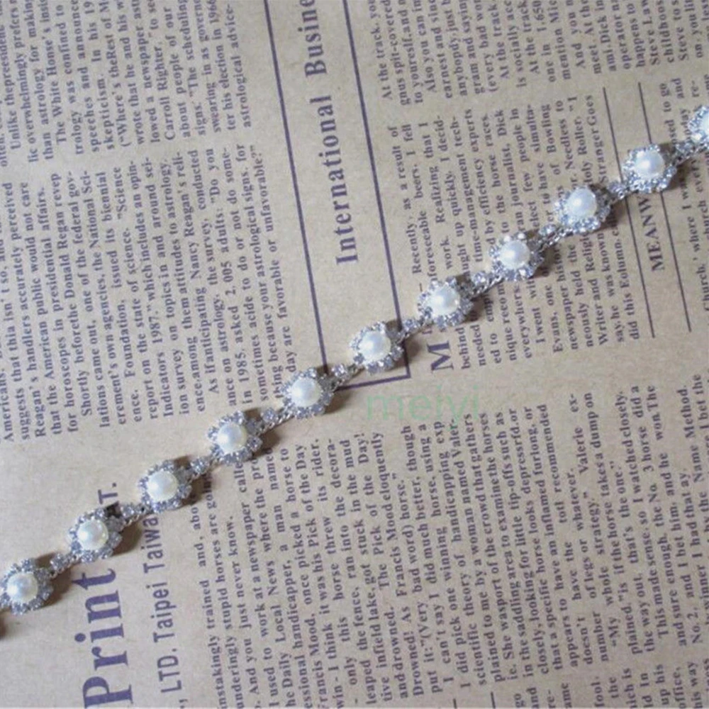 1 ярд 5 мм Стразы жемчужная Хрустальная цепочка отделочная лента серебряная