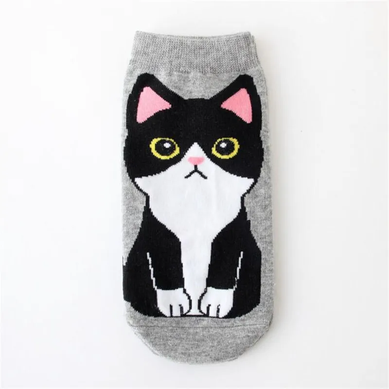 grey socks Новое поступление, Мультяшные носки, женские цветные забавные хлопковые носки весна-лето-осень, женские короткие носки с животными - Цвет: grey socks