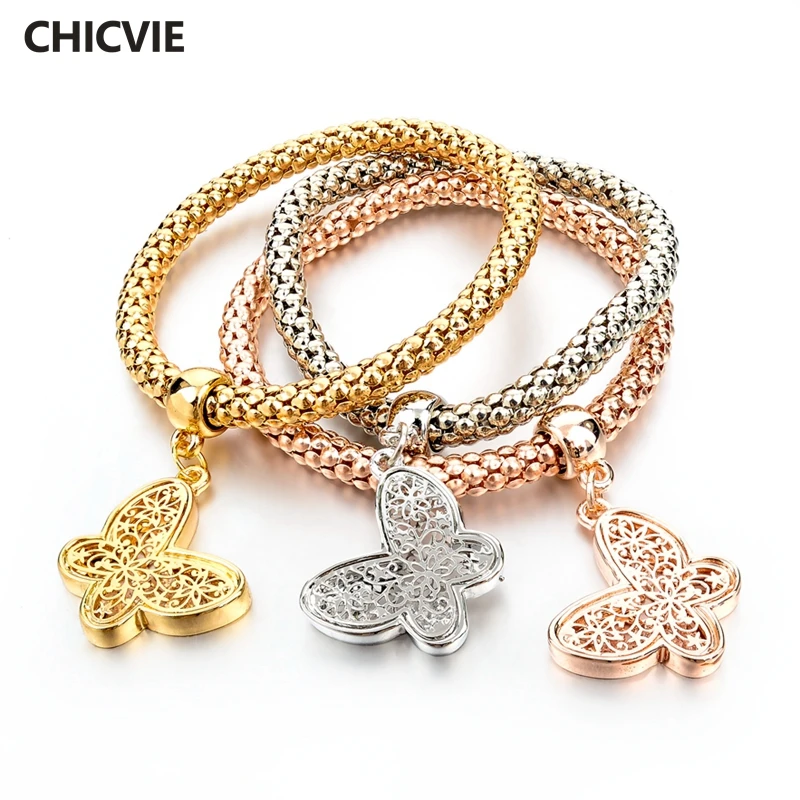 CHICVIE золотые полые бабочки дружбы браслеты и Очаровательные для женщин